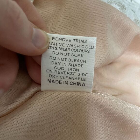 ValleyGirl Dress Small Cream Knee Length Bow Tie Strap Gown Nylon Stretch NEW - Picture 4 of 5